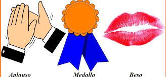 Aplauso, medalla y beso